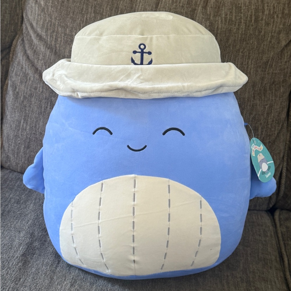 Squishmallow Captain Ship Samir Fish 16” plush blue